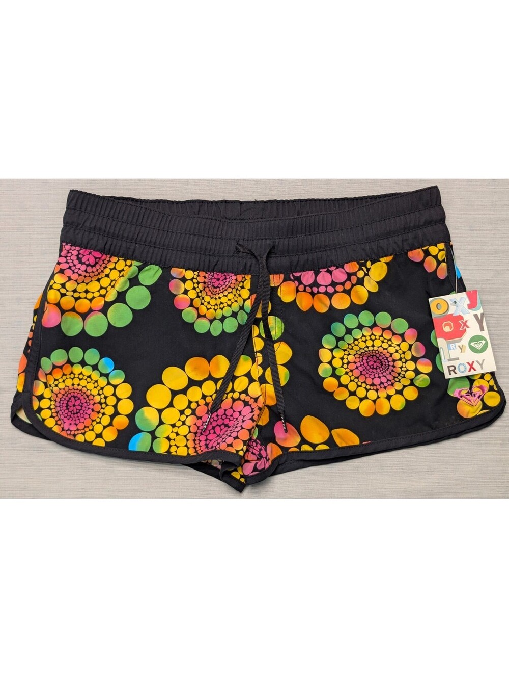 NWT VTG Roxy Mini Short Shorts Wild Colorful Psychedelic Print Polka Dots Size 7